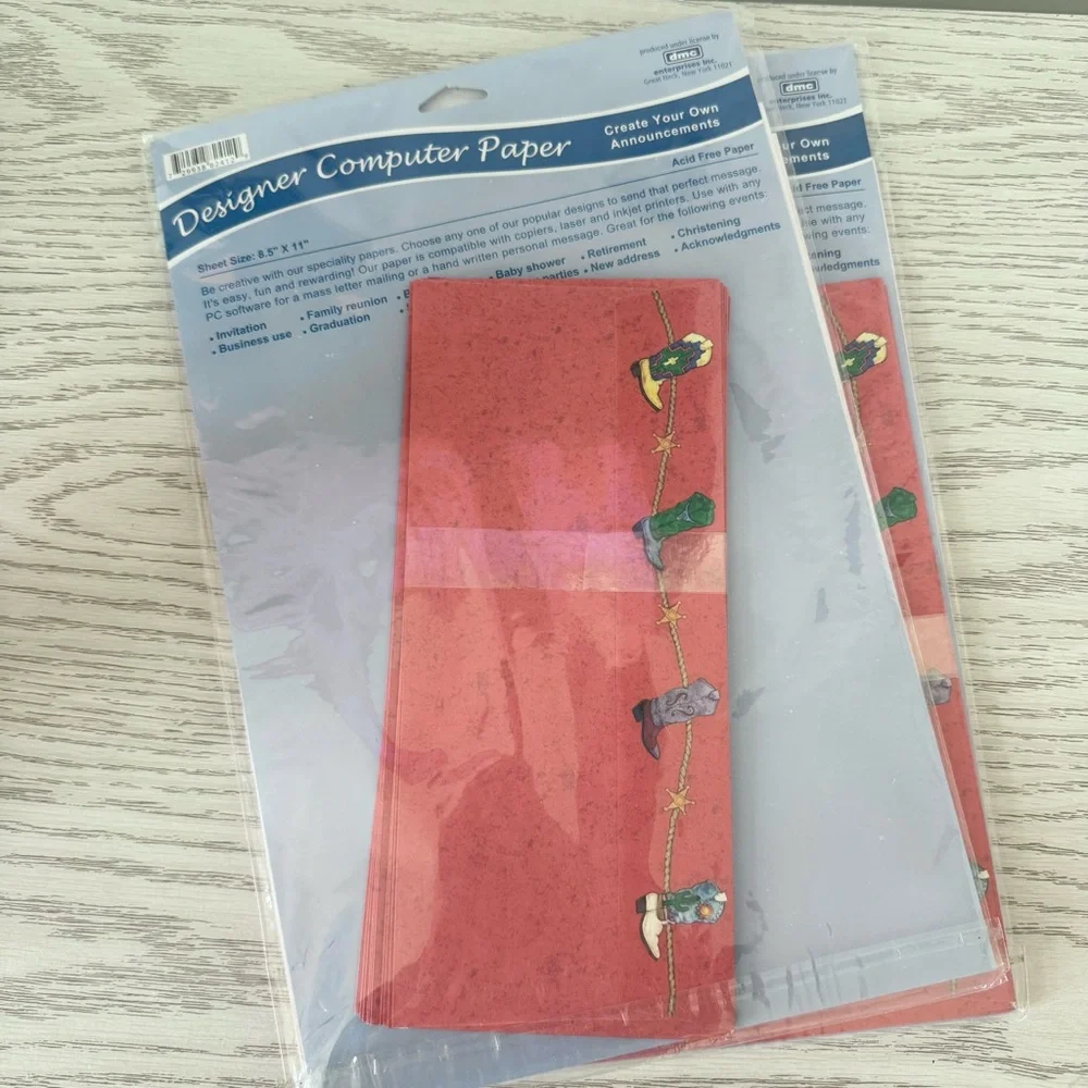 2 Sets Country Western Designer Computer Paper & envelopes